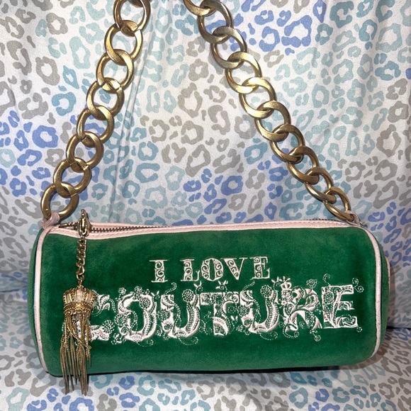 Juicy Couture Handbags - Vintage Green Juicy Couture Purse Handbag Barrel Bag Velour Y2K I Love Couture